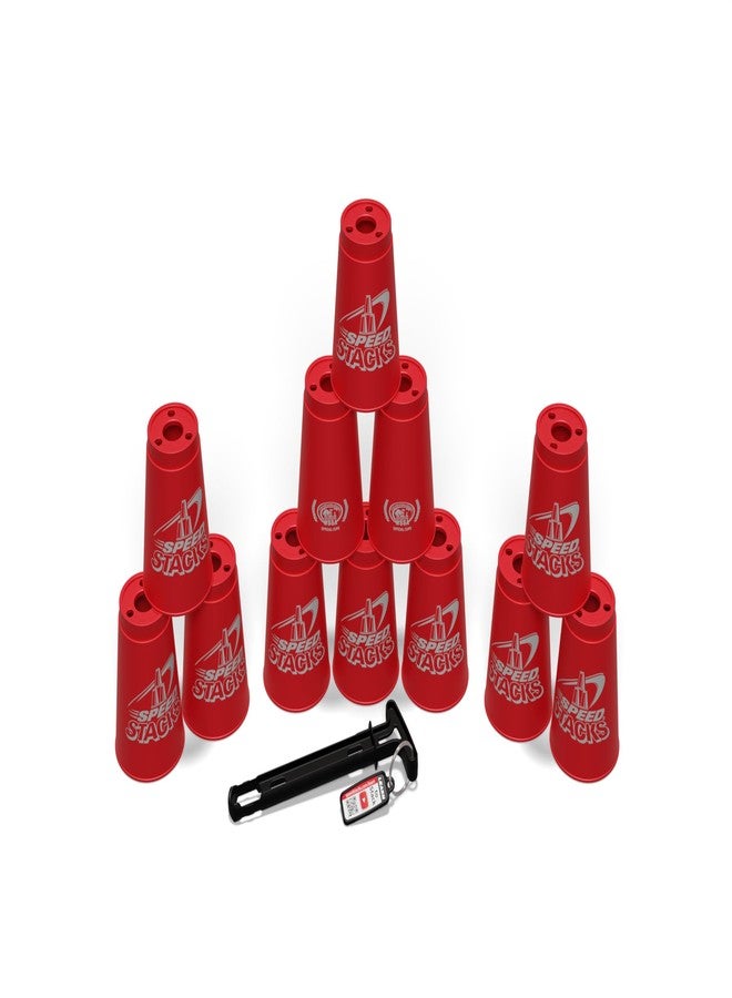 سبيد ستاكس مجموعة Speed Stacks | مجموعة تكديس رياضية رسمية، أحمر - 12 كوبًا وقاعدة تثبيت | مواد عالية الجودة، احتكاك منخفض | معتمدة من WSSA - Image 2